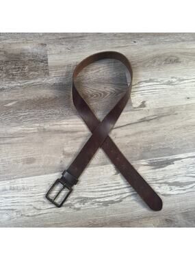 Tommy Hilfiger Brown Leather Belt Genuine Classic Buckle Vintage Y2K Large
